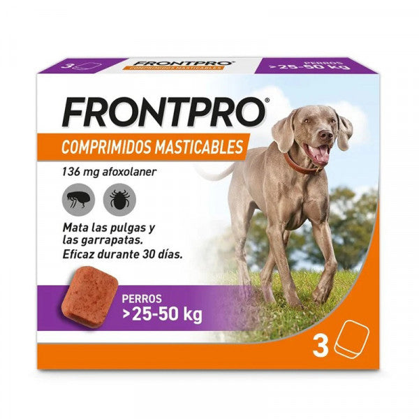 Frontpro 136 mg comprimidos masticable perros 25-50 kg 3 comp